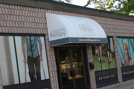 Exterior one way window graphics & Awning – Russolo Therapy Centre