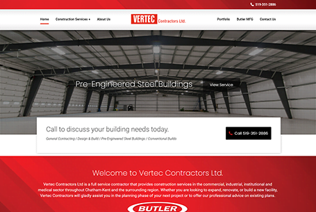 Vertec Construction – Website Design