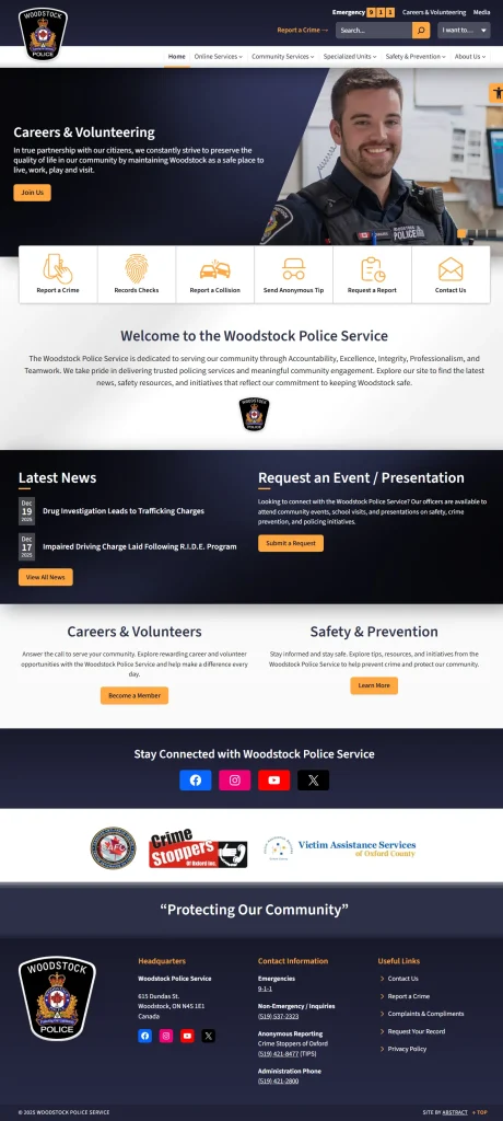 Woodstock Police Service – Website Design