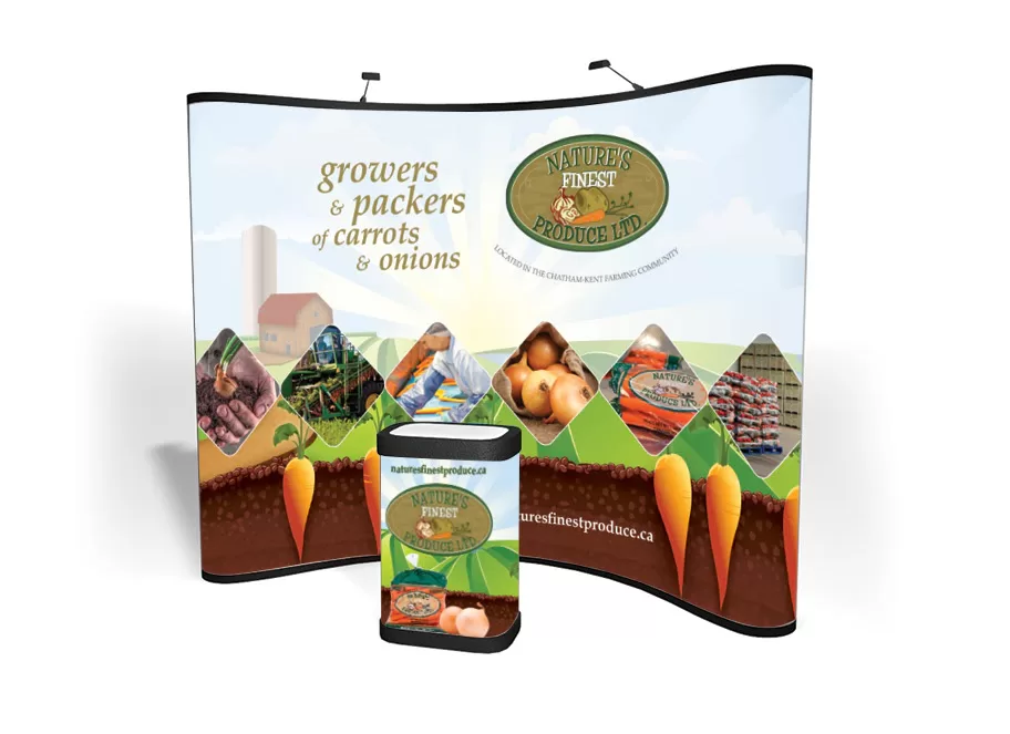 Nature’s Finest Produce – 10′ Display with Conversation Booths / Storage Containers