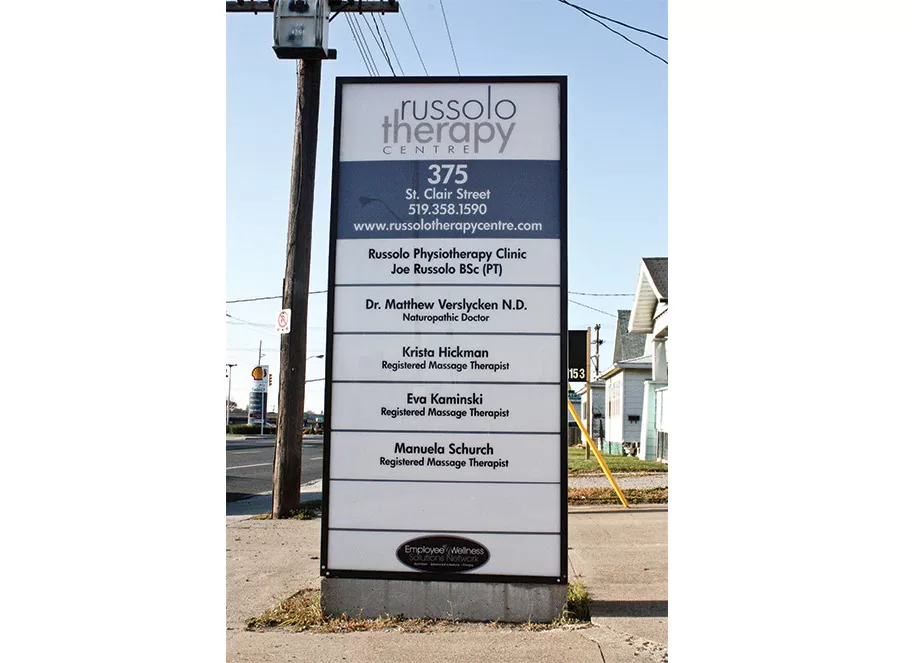 Exterior 2 sided backlit sign – Russolo Therapy Centre