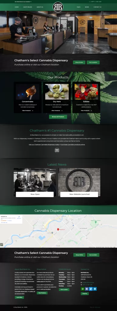 Bud Bank Cannabis Dispensary – Website Design