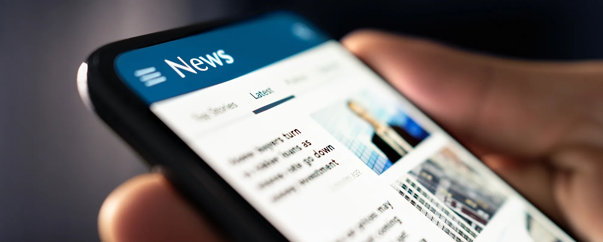 News online. Phone with newspaper headlines and feed. Digital pr