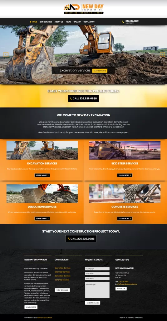 New Day Excavation – Website Design