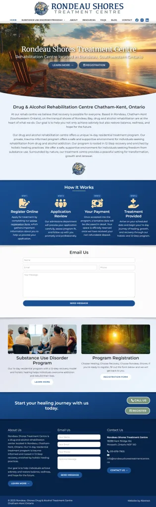 Rondeau Shores Treatment Centre – Website Design
