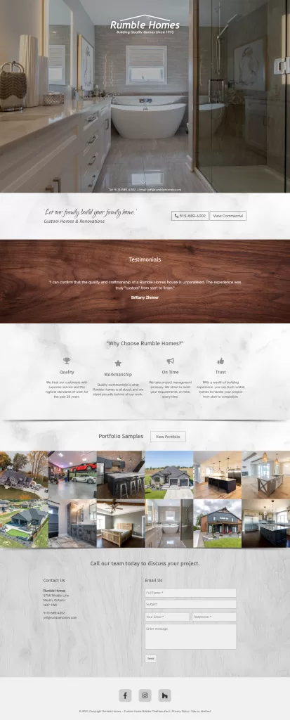 Rumble Homes Construction & Renovation – Website Design