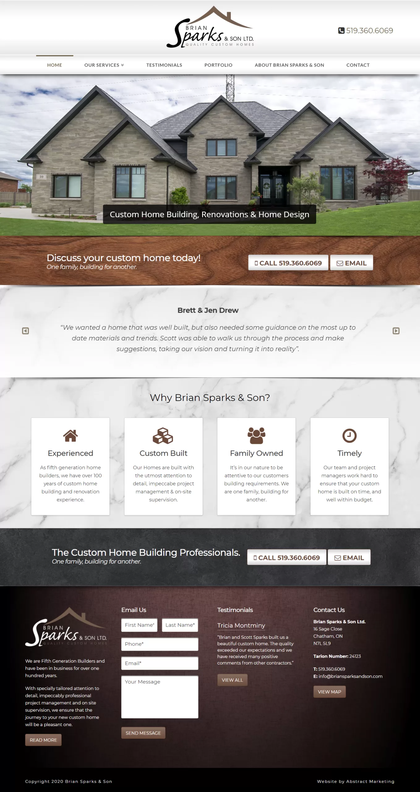 Brian Sparks & Son Construction Company - Website Design