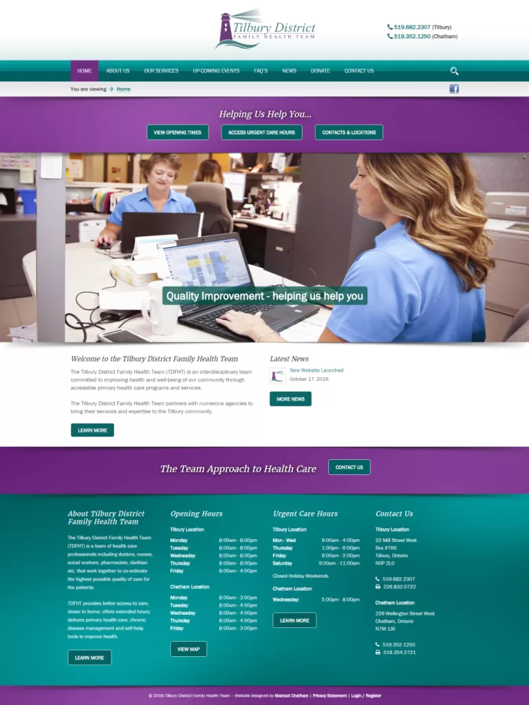 Tilbury District Family Health Team – Website Design