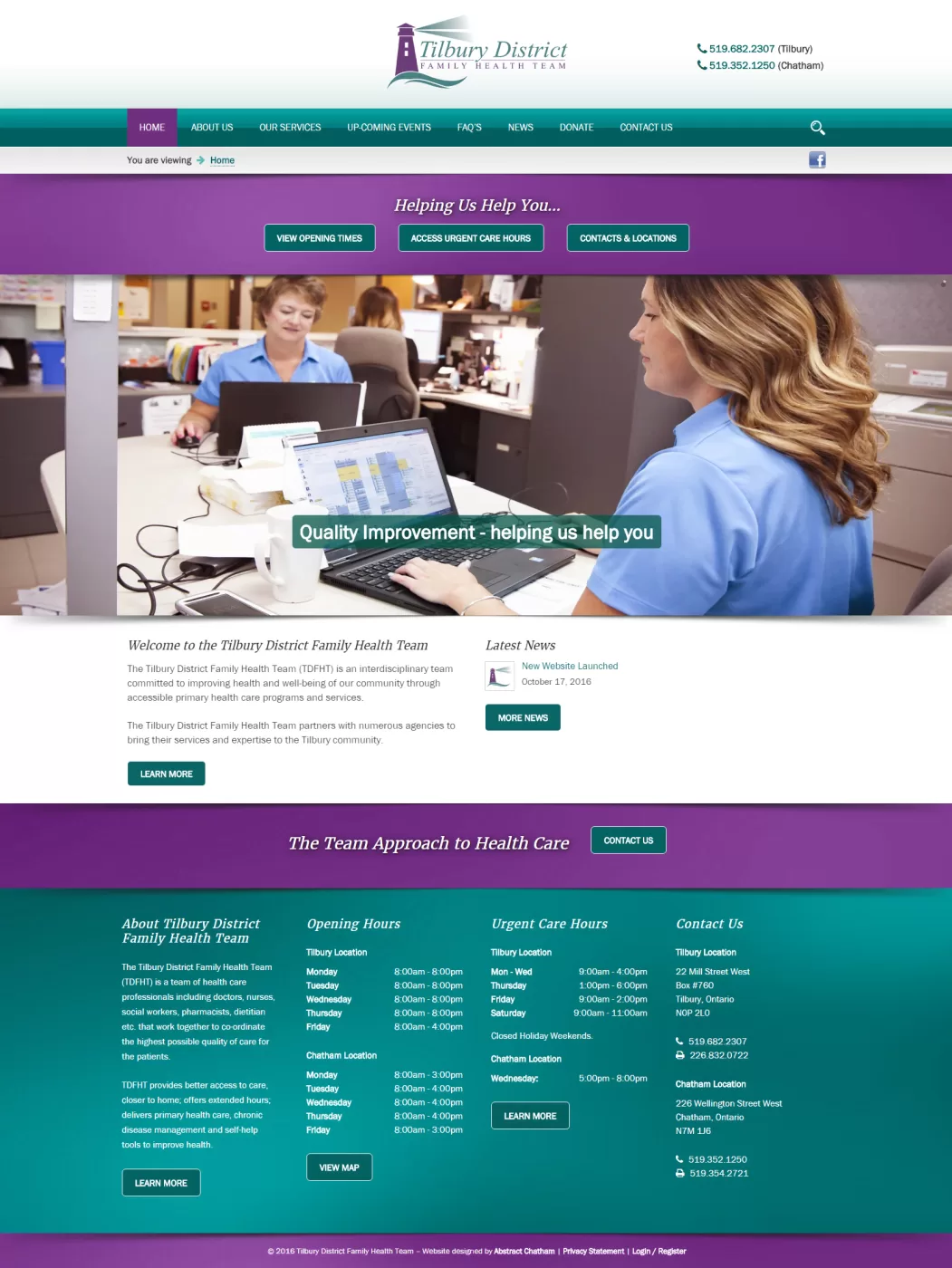 Tilbury District Family Health Team - Website Design