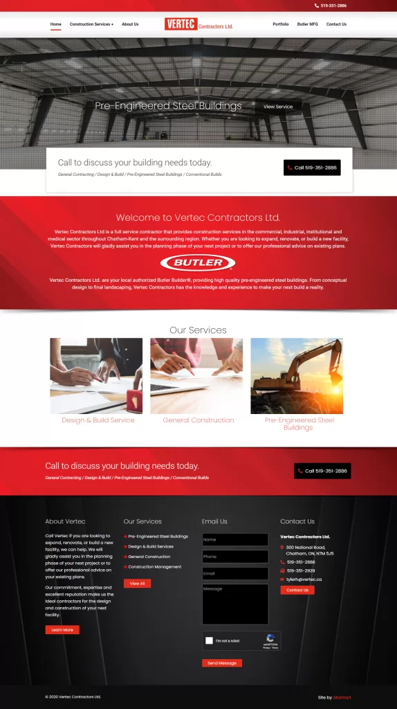 Vertec Construction – Website Design