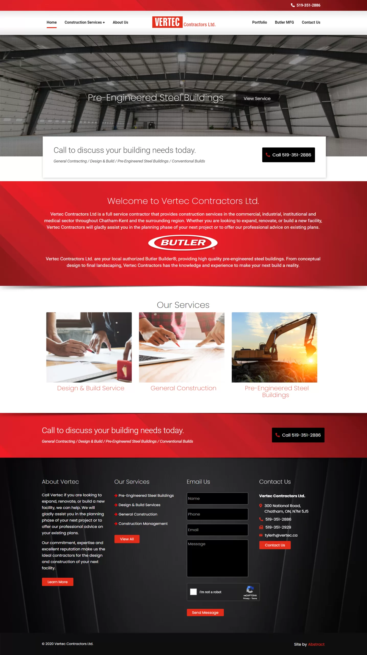 Vertec Construction - Website Design